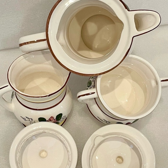 1950's Ceramic Coffee Tea Pot Creamer Sugar Set Rooster Hand Painted Acson Japan - Picture 9 of 9